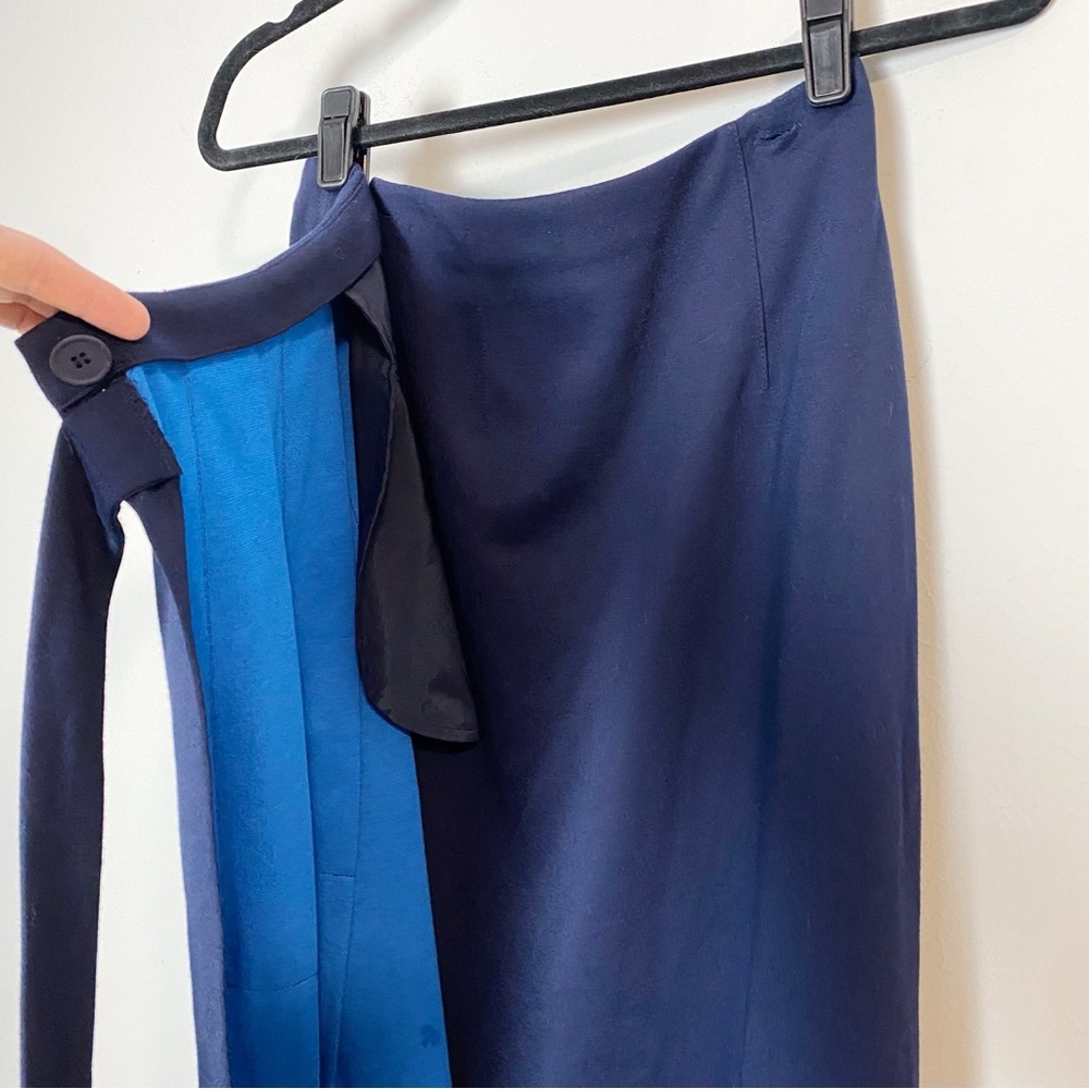 Tory Sport Blue Two Tone Wrap Maxi Skirt - Picture 9 of 14